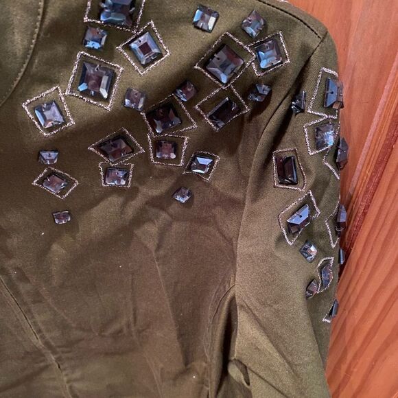 Bob Mackie green stone embellished jacket size medium - Picture 2 of 10